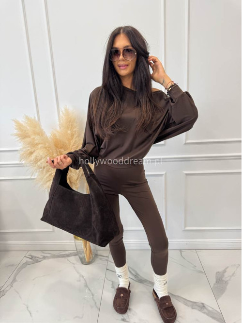 Komplet bluza+legginsy oversize czekoladowy KONRAD 17 - photo #6