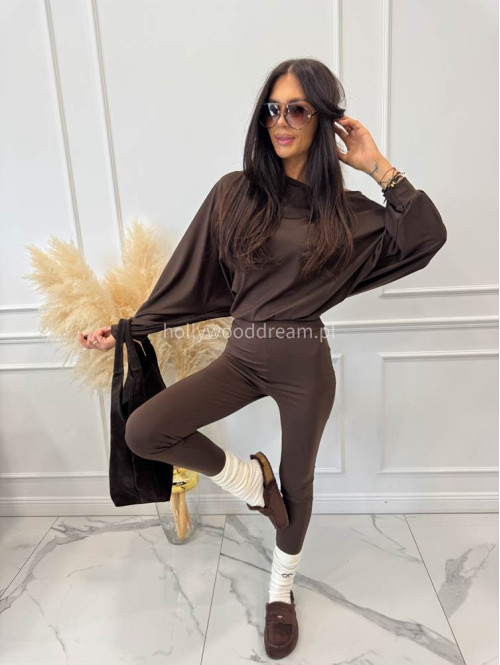 Komplet bluza+legginsy oversize czekoladowy KONRAD 17 - photo #7