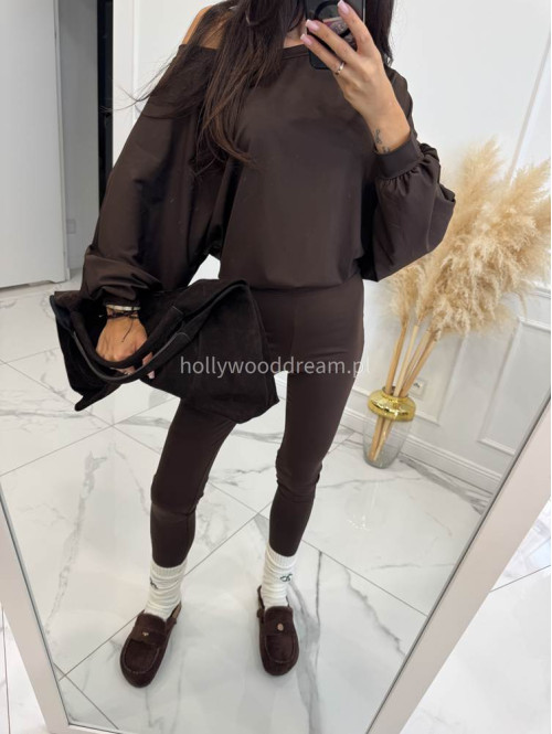 Komplet bluza+legginsy oversize czekoladowy KONRAD 17 - photo #8