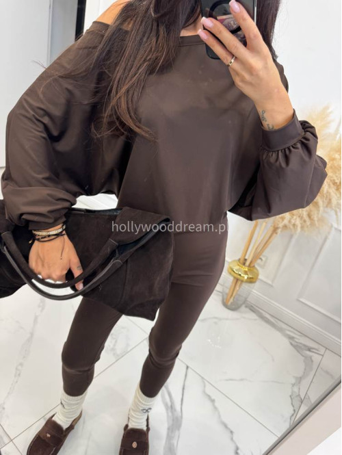 Komplet bluza+legginsy oversize czekoladowy KONRAD 17 - photo #12