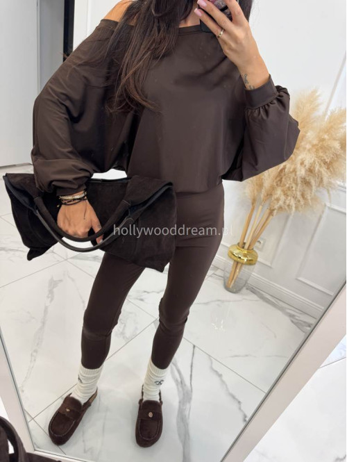Komplet bluza+legginsy oversize czekoladowy KONRAD 17 - photo #13