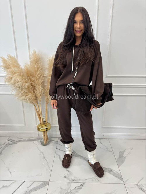 Komplet bluza z kapturem + spodnie dresowe gorzka czekolada COZY 190 - photo #2