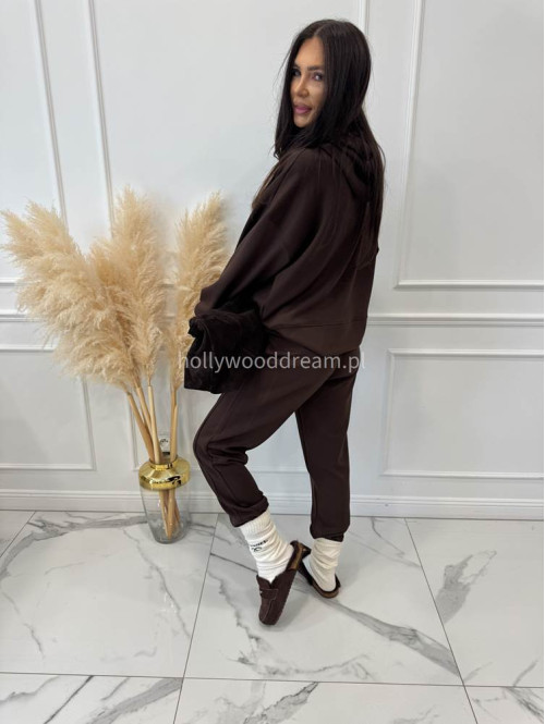 Komplet bluza z kapturem + spodnie dresowe gorzka czekolada COZY 190 - photo #3