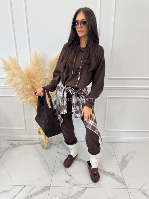Komplet bluza z kapturem + spodnie dresowe gorzka czekolada COZY 190 - photo #7