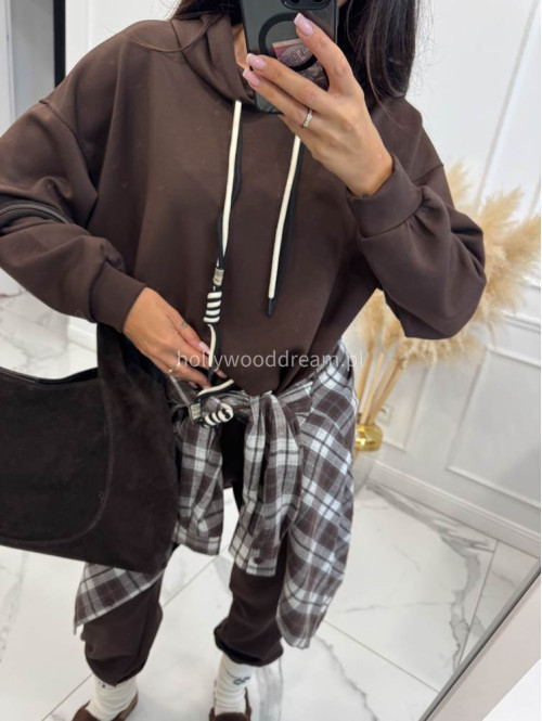 Komplet bluza z kapturem + spodnie dresowe gorzka czekolada COZY 190 - photo #11