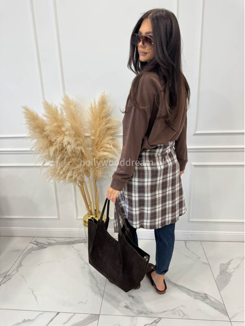 Bluza bawełniana z okrągłym nadrukiem czekoladowa DELICIOUS 06 - photo #2