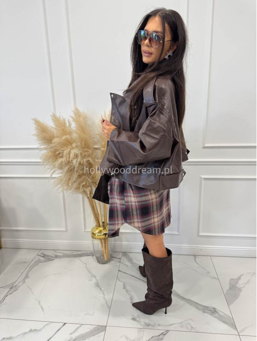 Koszula w kratę czarno-bordowo-szara JENNY 94 - photo #6