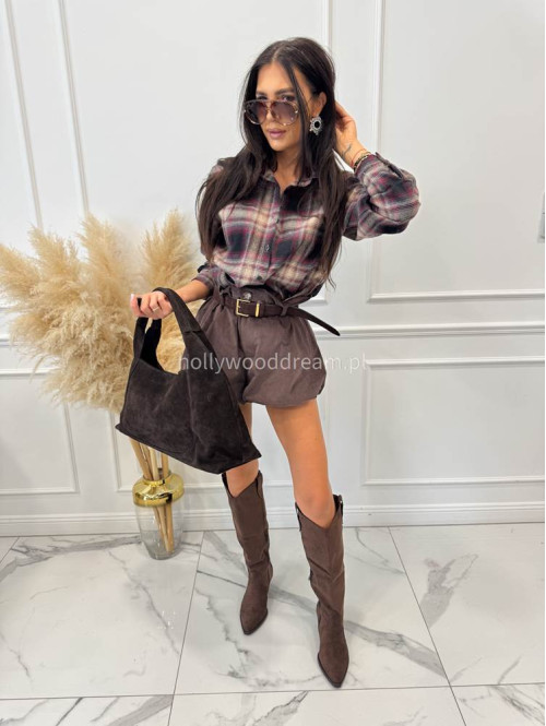 Koszula w kratę czarno-bordowo-szara JENNY 94 - photo #18
