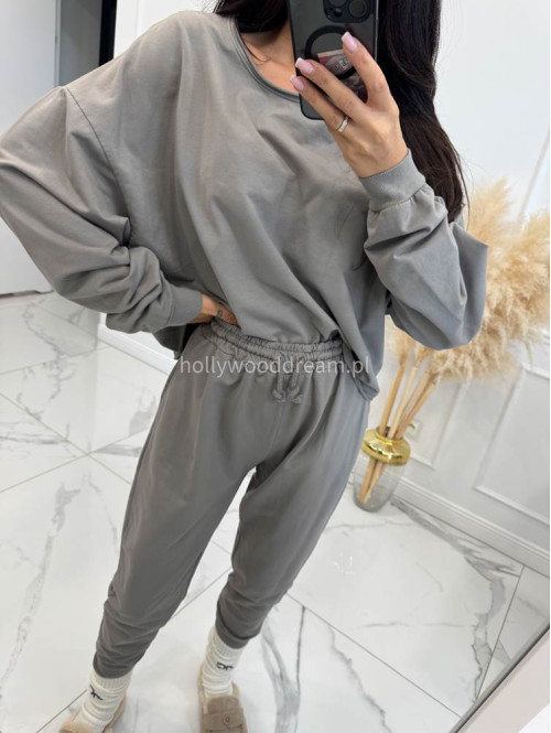 Komplet bawełniany bluzka oversize+ spodnie ze sznurkiem fango BERTA 06 - photo #1