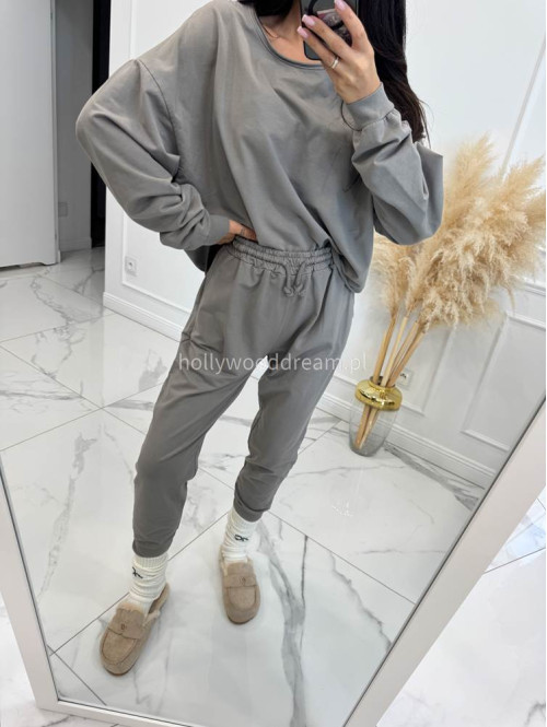 Komplet bawełniany bluzka oversize+ spodnie ze sznurkiem fango BERTA 06 - photo #2