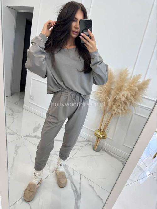 Komplet bawełniany bluzka oversize+ spodnie ze sznurkiem fango BERTA 06 - photo #3