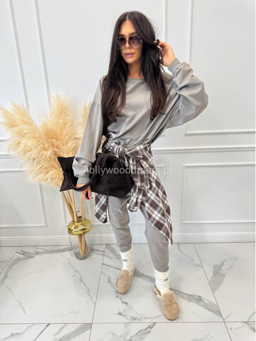 Komplet bawełniany bluzka oversize+ spodnie ze sznurkiem fango BERTA 06 - photo #5