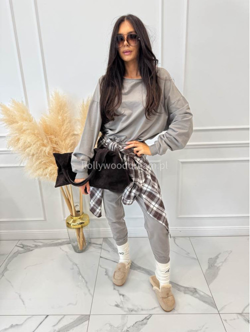 Komplet bawełniany bluzka oversize+ spodnie ze sznurkiem fango BERTA 06 - photo #6