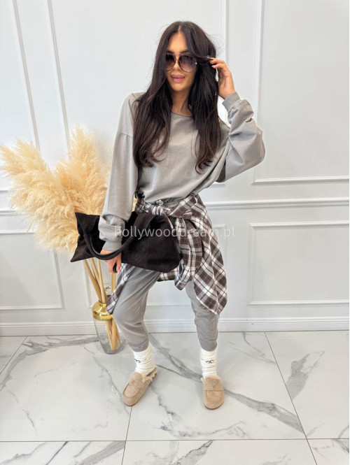 Komplet bawełniany bluzka oversize+ spodnie ze sznurkiem fango BERTA 06 - photo #7
