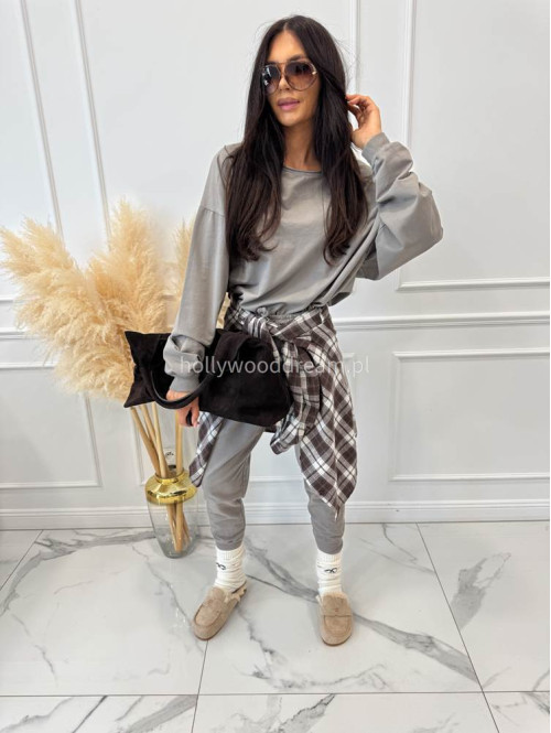 Komplet bawełniany bluzka oversize+ spodnie ze sznurkiem fango BERTA 06 - photo #8