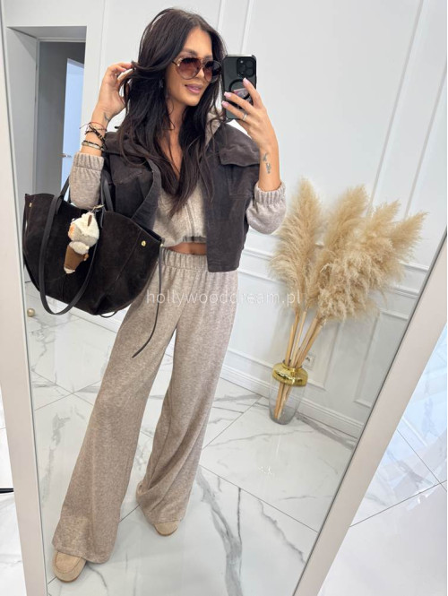 Komplet oversize bluza+ spodnie cappucino MAGNOLIA 183 - photo #39