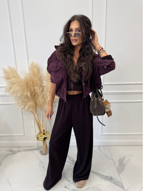 Komplet oversize bluza+ spodnie ciemno czekoladowy MAGNOLIA 183