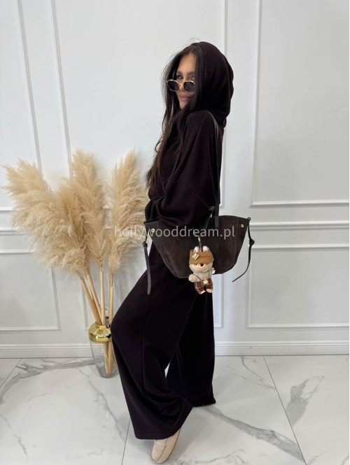Komplet oversize bluza+ spodnie ciemno czekoladowy MAGNOLIA 183 - photo #4