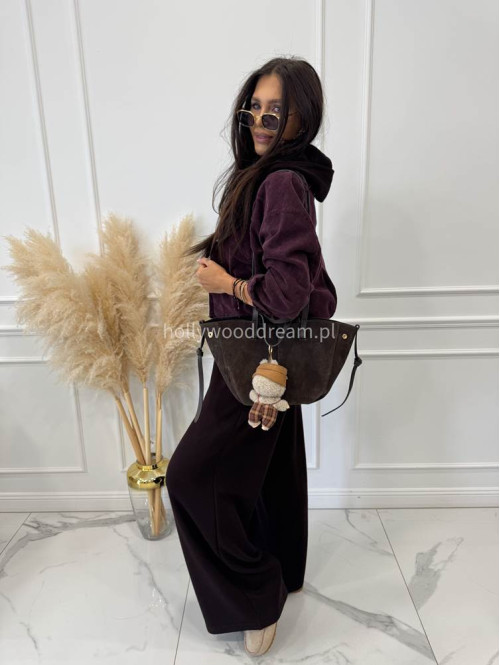 Komplet oversize bluza+ spodnie ciemno czekoladowy MAGNOLIA 183 - photo #11