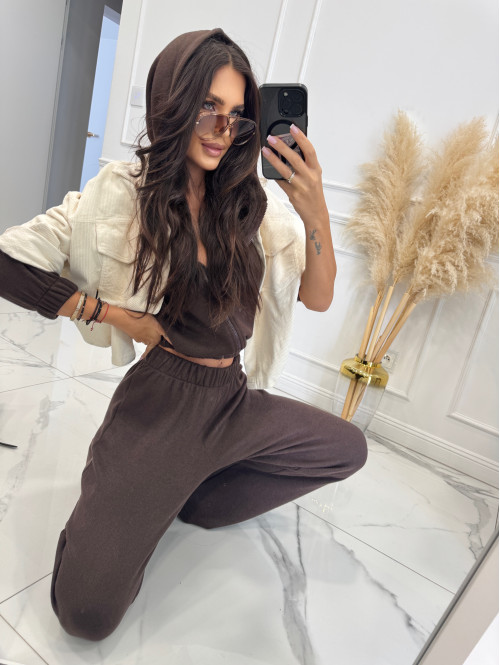 Komplet oversize bluza+ spodnie czekoladowy MAGNOLIA 183