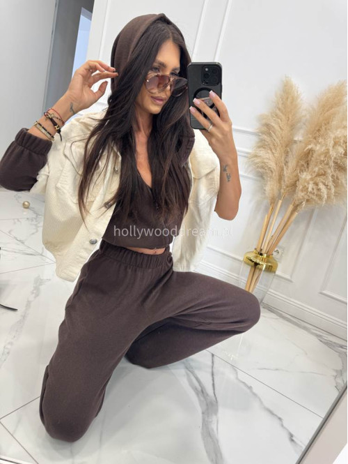 Komplet oversize bluza+ spodnie czekoladowy MAGNOLIA 183 - photo #12
