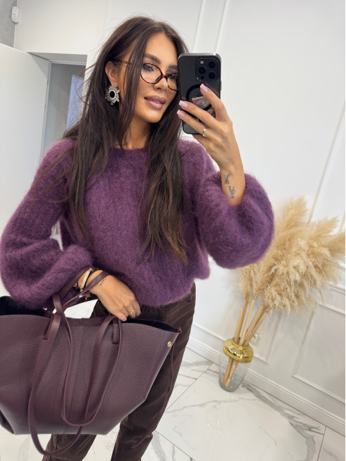 Torebka średnia shopper skórzana z wkładem bordowa GLAMOUR - photo #0
