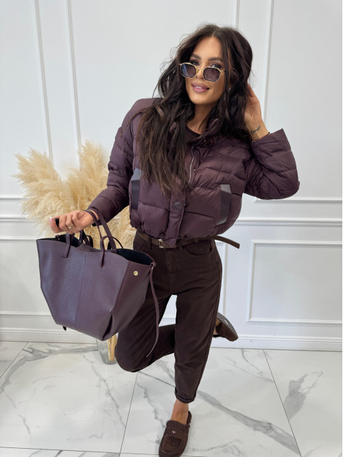 Torebka średnia shopper skórzana z wkładem bordowa GLAMOUR - photo #1