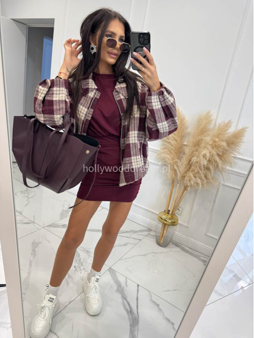 Torebka średnia shopper skórzana z wkładem bordowa GLAMOUR - photo #10