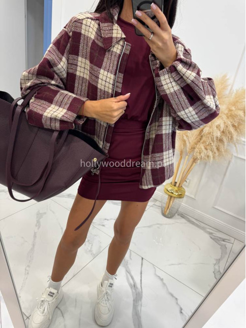 Torebka średnia shopper skórzana z wkładem bordowa GLAMOUR - photo #11