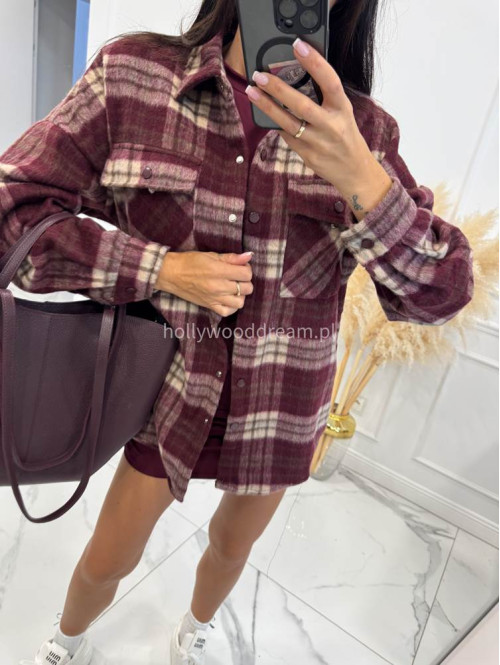 Torebka średnia shopper skórzana z wkładem bordowa GLAMOUR - photo #13