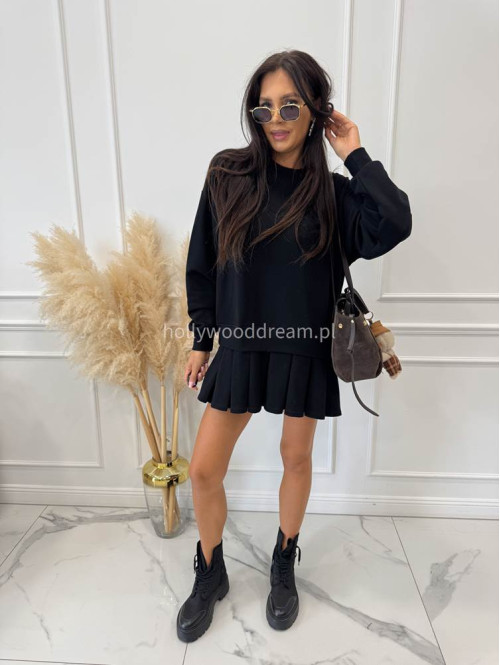 Tunika oversize z plisowaną spódnicą czarna Julia 44 - photo #1