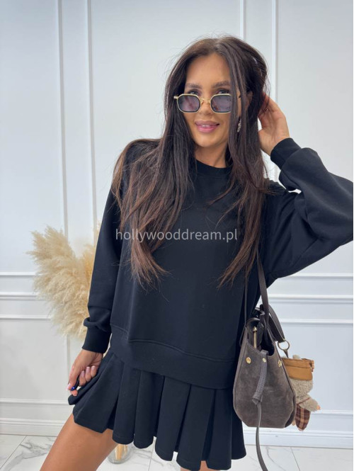 Tunika oversize z plisowaną spódnicą czarna Julia 44 - photo #7
