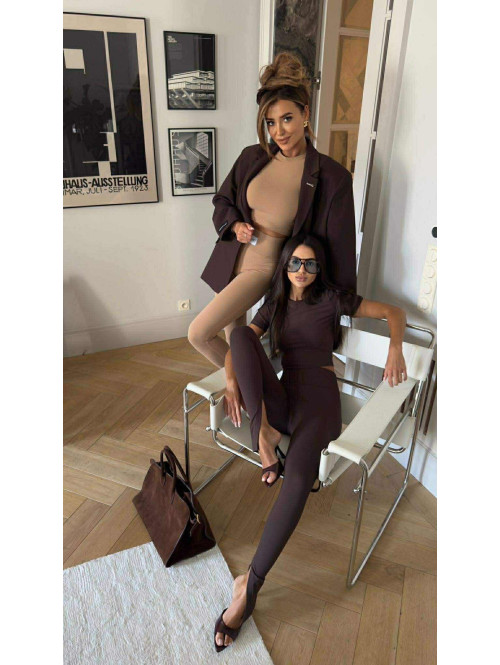 Komplet top + legginsy z rozcięciem karmelowy KORDIAN 161 - photo #7
