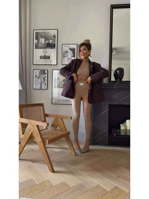 Komplet top + legginsy z rozcięciem karmelowy KORDIAN 161 - photo #18