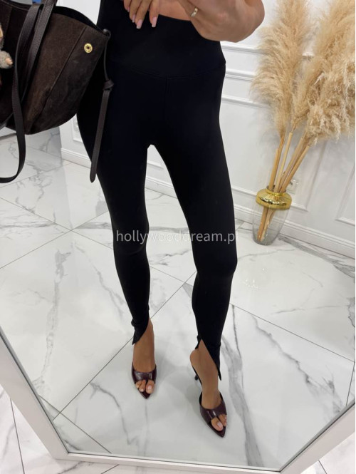 Komplet top + legginsy z rozcięciem czarny KORDIAN 161 - photo #8