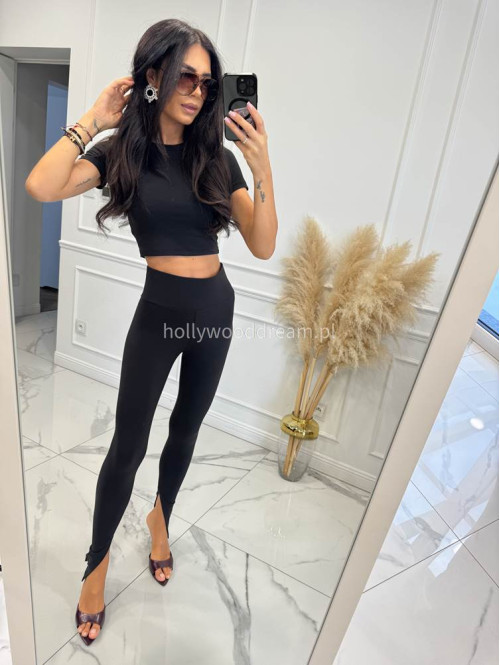 Komplet top + legginsy z rozcięciem czarny KORDIAN 161 - photo #13