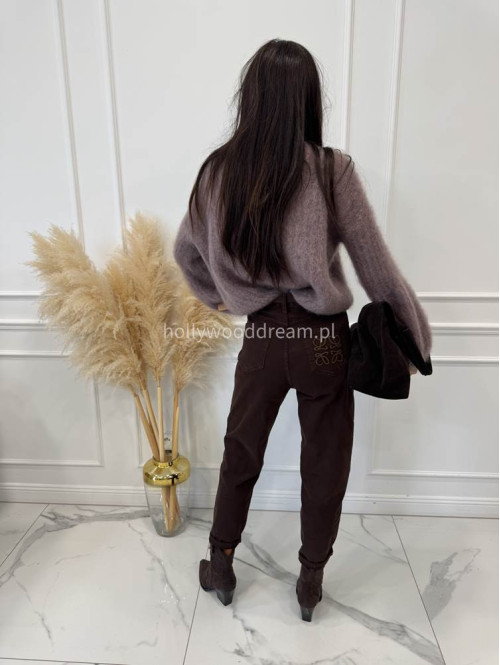 Sweter moherowy z poszerzanymi rękawami mokka WALENCJA 52 - photo #5