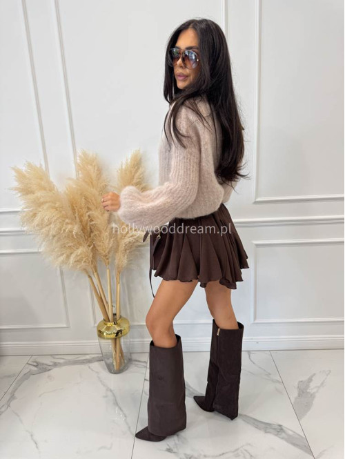 Sweter moherowy z poszerzanymi rękawami beżowy WALENCJA 52 - photo #7