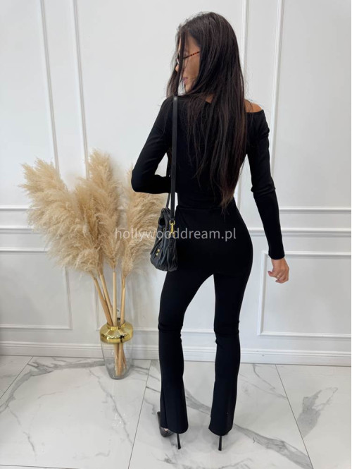 Legginsy dzwony z zamkiem na nogawce czarne BELLON 171 - photo #8