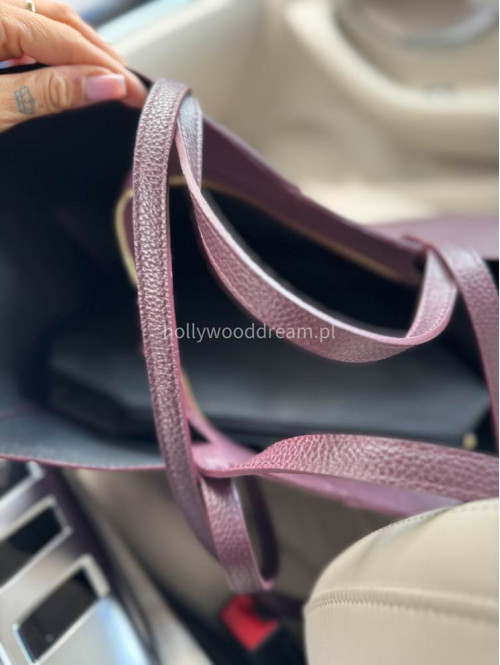 Torebka średnia shopper skórzana z wkładem bordowa GLAMOUR - photo #17