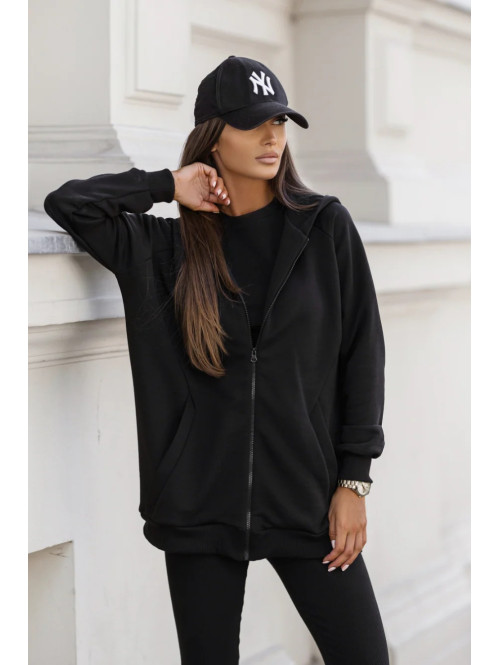 Komplet 3-częściowy bluza+crop top+legginsy czarny DIONIZY 121 - photo #0