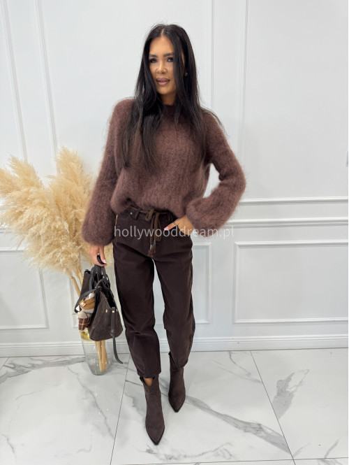 Sweter moherowy z poszerzanymi rękawami czekoladowy WALENCJA 52 - photo #8