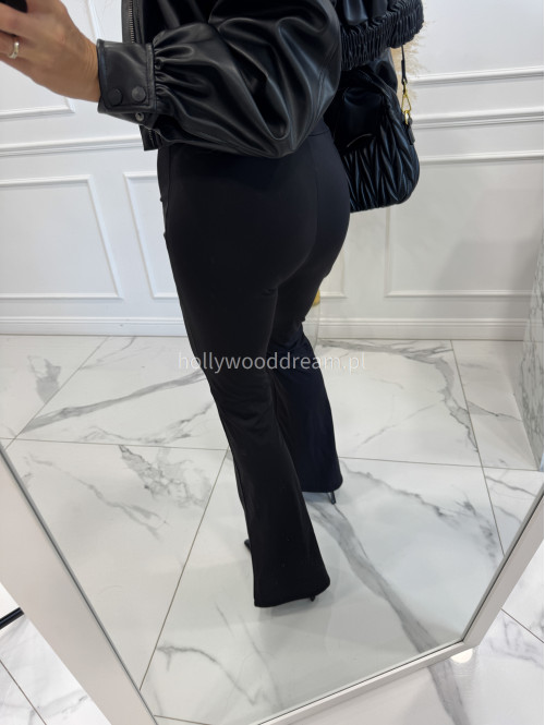 Legginsy dzwony z paskiem w talii czarne Filip 17 - photo #6