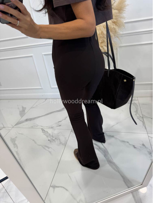 Legginsy dzwony prążkowane BARTEK czekoladowe 17 - photo #32