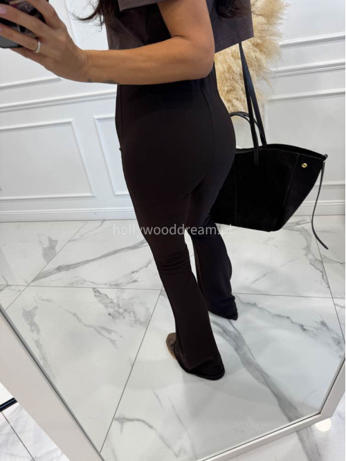 Legginsy dzwony prążkowane BARTEK czekoladowe 17 - photo #33