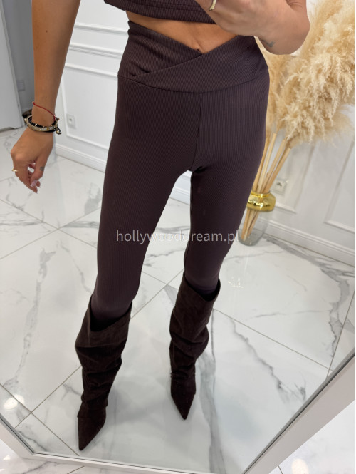 Komplet 3-częściowy bluza+crop top+legginsy czekoladowy DIONIZY 121 - photo #7
