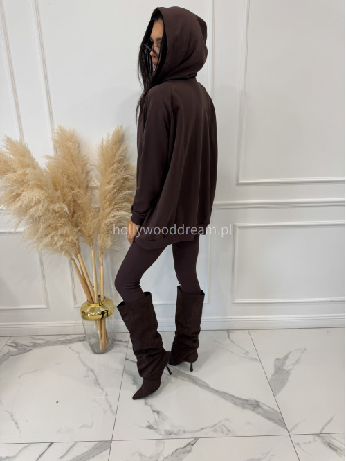 Komplet 3-częściowy bluza+crop top+legginsy czekoladowy DIONIZY 121 - photo #15