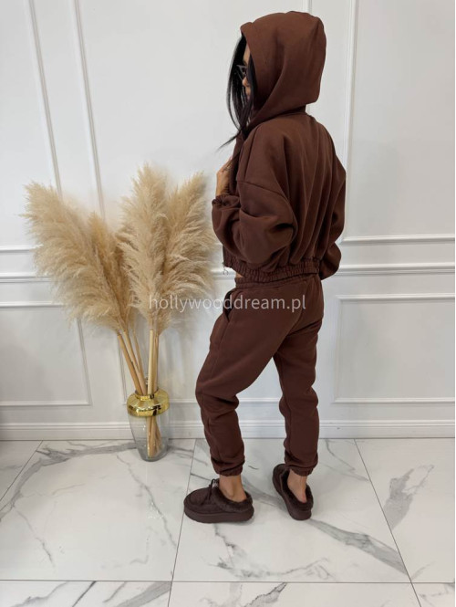 Komplet dresowy 3-częściowy bluza, body i spodnie dresowe czekoladowy KOKO 130 - photo #10