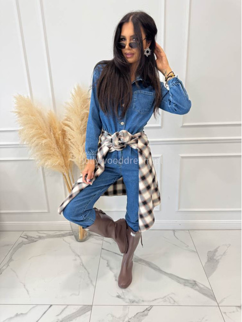 Kombinezon jeansowy z długim rękawem BLUE 193 - photo #11