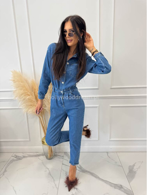 Kombinezon jeansowy z długim rękawem BLUE 193 - photo #15